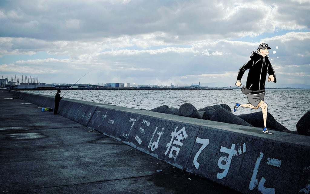西宮の防波堤でサバを釣る